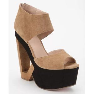 DV8 By Dolce Vita Phantom Cutout Platform Wedge Heel Suede and Wood